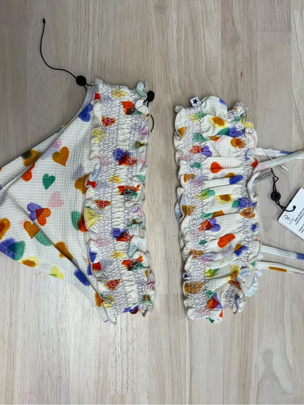 New Molo size 7/8 rainbow hearts bikini